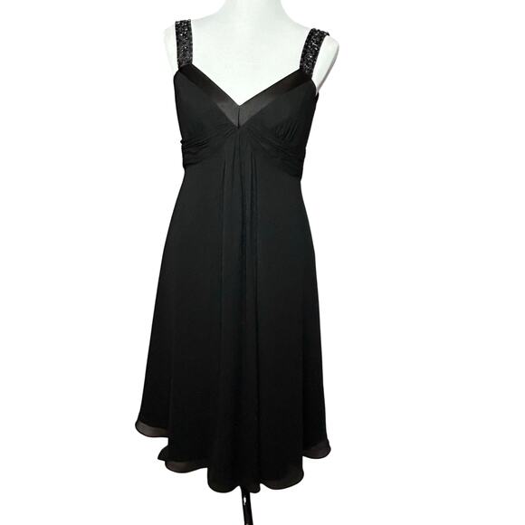 David's Bridal Dress Black Women 4 Shiny Bleads Sleeveless Knee Length Wedding - Picture 1 of 6